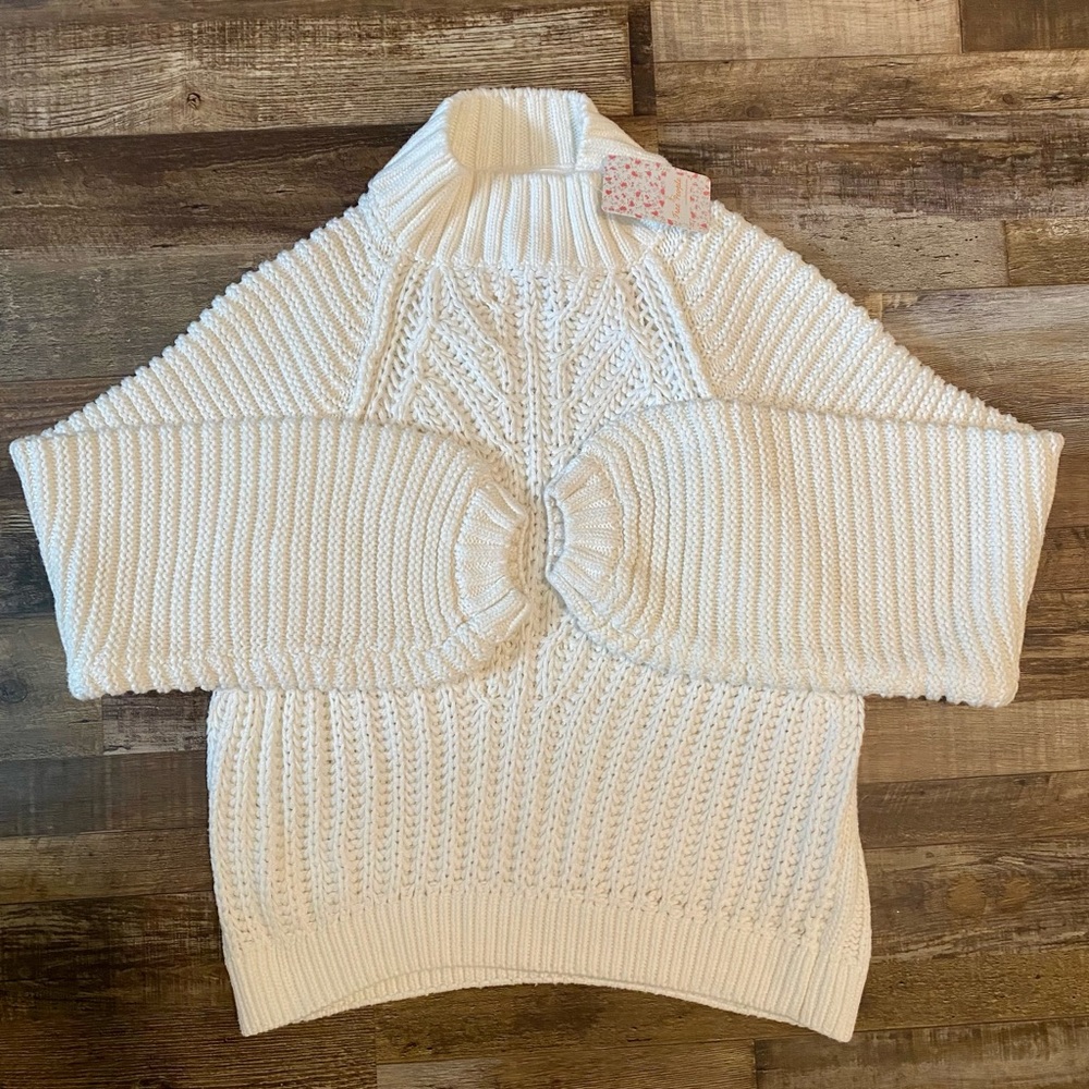 Free People Sweetheart Ivory Sweater Large NWT